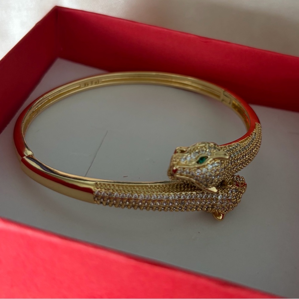 Elegant Gold Plated diamond encrusted Panther Bracelet